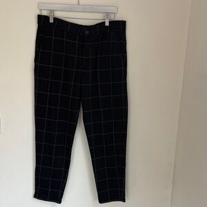Zara Men's Black Grid Pattern Pants